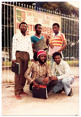Quentin Kantambera, Sanyambo Buka and colleagues. From a Katembera family photo album. Photographer unknown. Kinshasa, D.R.C., c. 1980.