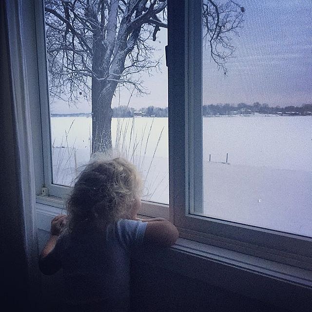 Errol woke up to his world filled with snow. This is the Minnesota I remember. 