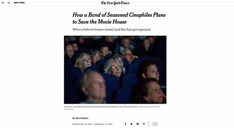 How a Band of Seasoned Cinephiles Plans to Save the Movie House <br> December 13, 2019